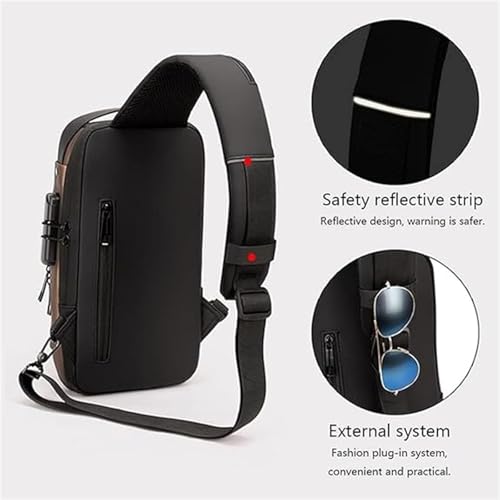Auricz Bag, Carbon Fiber Streamline Anti-Theft Sling Bag, Lock Sports Waterproof Anti-Theft With Password Lock (Black)4