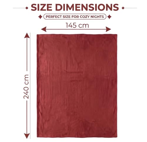 Image of HOMEKART 300 TC All Season Solid /Plain Lightweight Polar Fleece Single Bed Blanket (152 x 230 cm), Red
