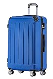 BEIBYE Hartschalen Koffer Trolley Rollkoffer Reisekoffer Sicherheit Zahlenschloß Zwillingsrolle ABS Material Handgepäck 4 Rollen (M L XL Set) (Blau, L)