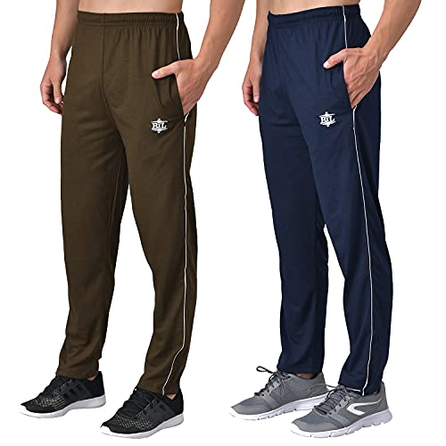 Image of eKools� Plain Trackpants for Men | Plain Trackpants | Basic Trackpants | Two Side Pockets with One Zip Pocket for Phone | 100% Cotton | Men's Trackpants (Pack of 2)