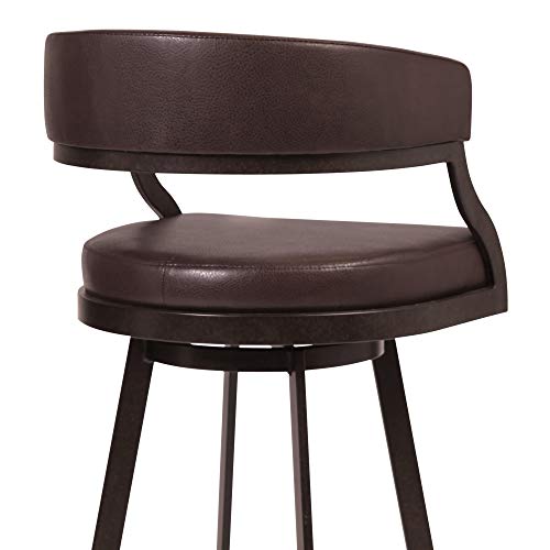 Armen Living Dione Butaco Alto 30" en Auburn Bay y Cuero Sintético Marrón miniatura 6