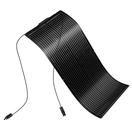 WUZECK Schwarz Solarpanel Flexibel 100W 12V Monokristallines Flexibles Solarmodul für 12V Batterien Photovoltaik Panel Solaranlage für Flachdach Ziegeldach Balkon Haus Pv Module