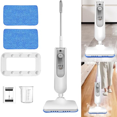 Steam Cleaner 5 in 1 Steam Mop- Fast Heat Up in 20 Seconds Floor Steamer with 2 Washable Pads, 400ML/13.53oz Tank, Detachable MultiPurpose Handheld Steam Cleaner for Hardwood/Tile/Laminate All Floors