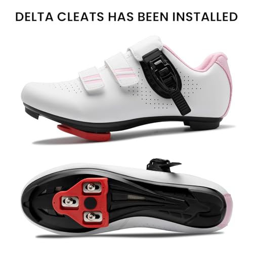 Image of Cycling Shoes for Men Women Compatible with Peloton Bike, Indoor Spin Shoes with Pre-Installed Delta Cleats, Comfortable & Safe Unisex Outdoor Road Cycling Shoes