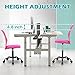 Home Office Chair Small Desk Chairs Sewing Chair No Arms Task Computer Chairs with Lumbar Support Mid Back Mesh Rolling Ergonomic Armless Swivel for Girls Kids Adults, Pink