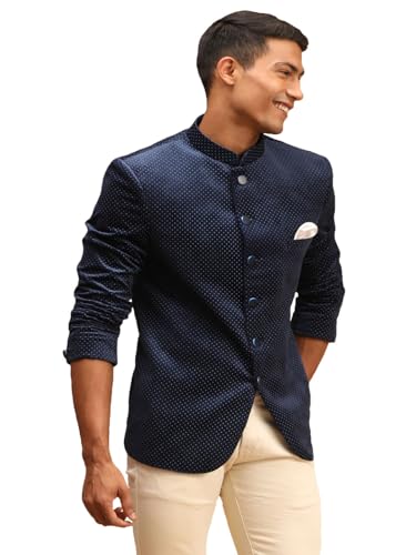 Image of VASTRAMAY Men's Velvet Jodhpuri | Velvet Polka Dot Jodhpuri Coat. The Threads of The Fabric Is Woven Tightly And Has A Long Lasting Sheen, This Jodhpuri Is Deservingly Called Prince Coat.