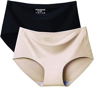 QOXOLYZ Women's Seamless Hipster Ice Silk Panty, Briefs Woman Seamless Underwear Panties Seamless String Panty (Pack of 2...