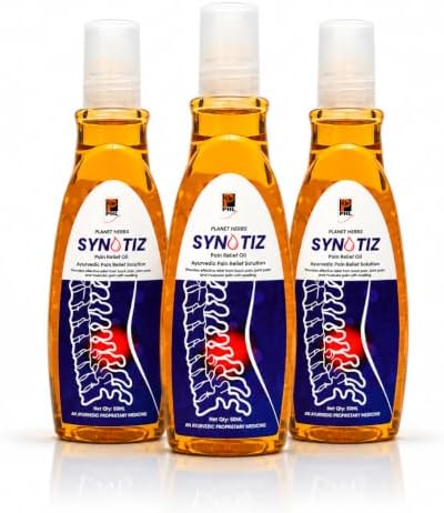 Planet Herbs Synotiz Ayurvedic Pain Relief Oil Roll-On 150ml (50ml x 3) | Fast Relief for Knee, Joint & Muscle Pain | Herbal Formula for Back Pain, Swelling & Stiffness | Easy Roll-On Application | Ayurvedic AYUSH Certified