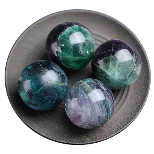 Boule de cristal de fluorite 35mm : kit 7 sphères ésotériques de divination et de méditation