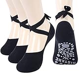 Ristake Yoga Socks for Women, Girls Ladies Black Cushioned Non Slip Anti Skid Sticky Grippers Socks