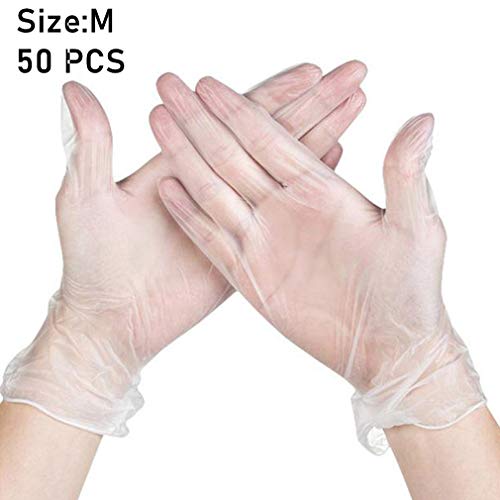 Greens Guantes Desechables De Nitrilo Sin Polvo Guantes de Trabajo para Cocina,nitrilo, Transparente S/M/L Size?9 Inch (M, 50)