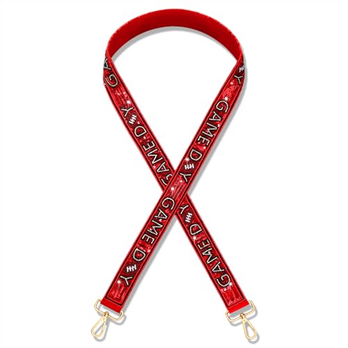 Image of YAHPERN Beaded Purse Straps Game Day Purse Strap Replacement Sequin Crossbody Football Purse Strap for Stadium Clear Bag