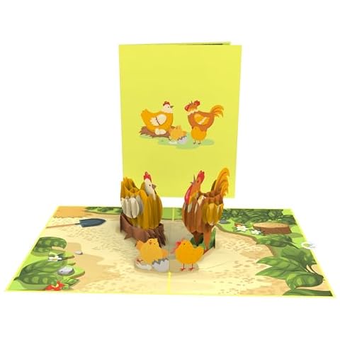 Rykamia Chicken Family Pop Up Card, Chicken Pop Up Card With Envelop, Chicken Greeting Card, Chicken Birthday Card, Card For Farmers, Card For Chicken Farm Owner, Farmer Gifts, Chicken Farm Gift Cover