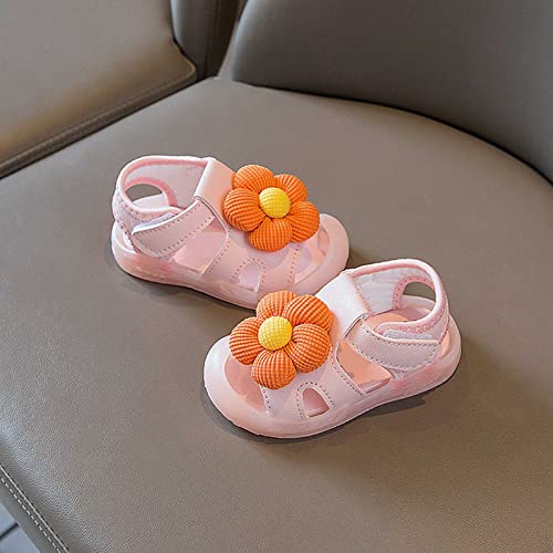 Baby Girls Flower Open Toe Sandals Toddler Soft Soled Sandals Toddler Lightweight Comfortable Shoes (Red, 7.5 Toddler)3