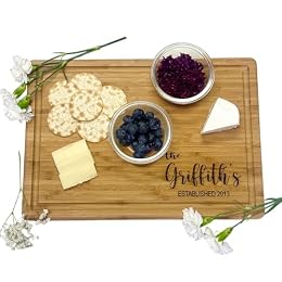Personalized Cutting Board, Custom Bamboo Engraved Charcuterie Boards - Present for Wedding, Bridal Shower, Anniversary, Housewarming Gift Idea for Couples, Engraved Chopping Boards.