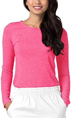 Adar Underscrubs for Women - Long Sleeve Underscrub Comfort Tee - 2900 - Heather Fuchsia - S