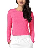 Adar Underscrubs for Women - Long Sleeve Underscrub Comfort Tee - 2900 - Heather Fuchsia - S