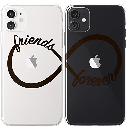 Mertak Couple Cases Compatible With Iphone 14 13 Pro Max 12 Mini 11 Se Xs Xr 8 Plus 7 6S Infinity Loop Black Cute Silicone Best Friend Slim Sorority Design Clear Matching Friendship Besty Simple Girls #TOP1