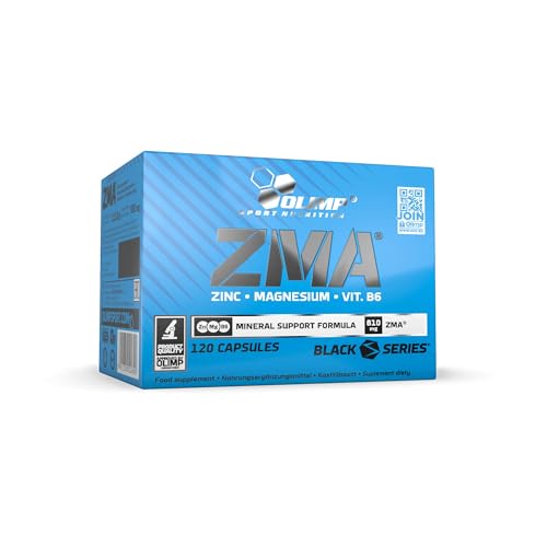 OLIMP SPORT NUTRITION- ZMA Kapseln. Nahrungsergänzungsmittel bestehend aus Zink, Magnesium und Vitamin B6. Inhalt: 120 Kapseln.
