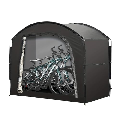 Misssugar5 Fahrradzelt, Wasserdichter Fahrrad-Unterstand für Außenbereich mit UV-Schutz, Schwarzes Aufbewahrungszelt, 220x150x185cm