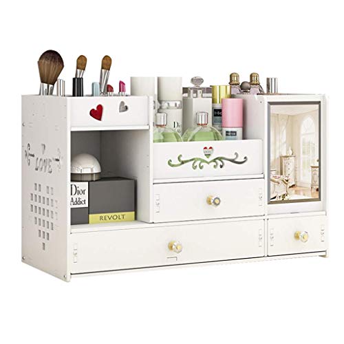 Preisvergleich Produktbild MMMP Kosmetische Aufbewahrungsbehälter-Haushalts-Desk... Frisierkommode Kunststoff Rack-Finishing Box (Farbe: Weiß, Größe: 45x19x25CM)