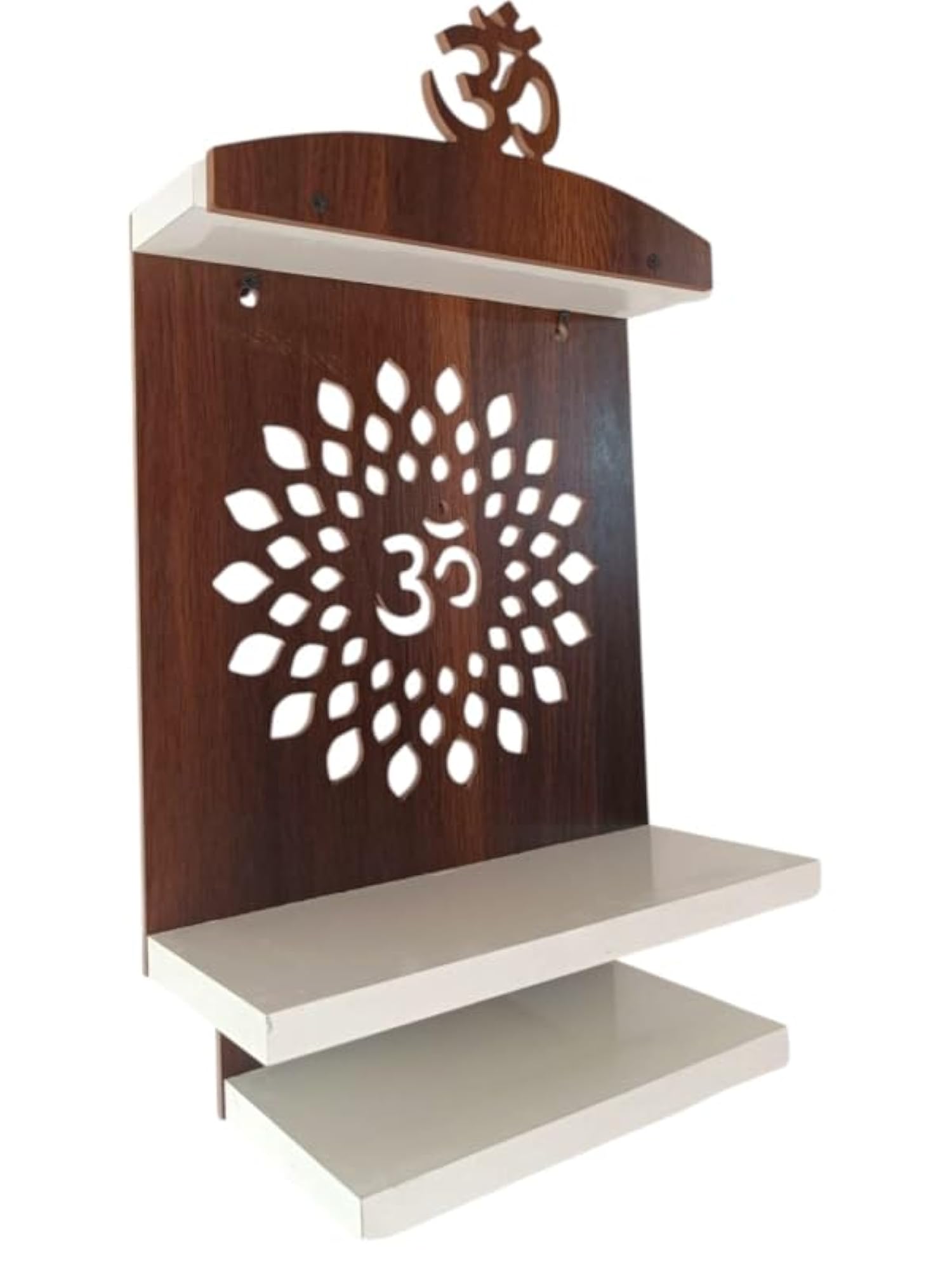Wooden OM Wall Mount Temple with Floral Pattern