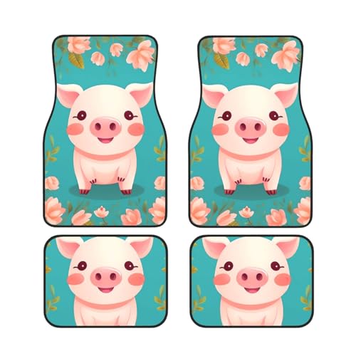 Tapis de sol de voiture antidérapants tout temps lot 4 pièces universel motif fleurs