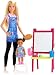  Barbie Art Teacher Playset with Blonde Doll, Toddler Doll, Easel with Color-Change Feature, Palette, Brush, Containers, Step Stool for Ages 3 and Up