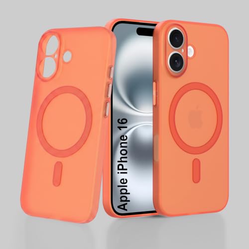 Image of ZAP CASE Paper Thin Case for iPhone 16 | Ultra-Slim 0.5 mm Back Cover | Metal Buttons | Lightweight | Matte Finish | Anti-Fingerprint | Scratch Resistant | Camera Protection | Magsafe | Orange