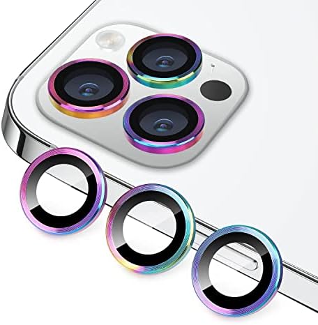 Hsefo for iPhone 13 Pro for iPhone 13 Pro Max Camera Lens Protector, Anti-Scratch Lens Cover 9H Tempered Glass Metal Camera Screen Protector Shockproof Camera Cover Ring -3 Pcs Colorful