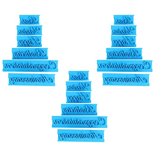 Pilipane 18 Pcs Cookie Fondant Stamp Cutter Stamper Blessing Letters Mold Happy Birthday Best Wishes Congratulations Anniversary Letters Cutter Mold Icing Sugarcraft Cake Decorating Tools