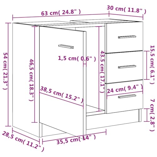 Armario de lavabo compacto de 63 cm con gran capacidad de almacenaje 3