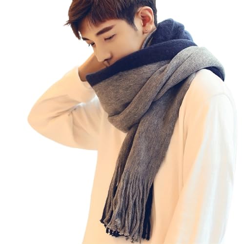 Écharpe tricotée d'hiver pour homme, foulard chaud rayé et doux au style décontracté