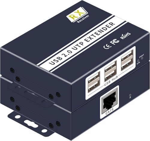 Image of USB Extender Over Ethernet Cat5e /6 /7, 6 Port USB 2.0 | Up to 492FT /150m, Plug and Play, No Driver, Supports All Operating Systems, Keyboard and Mouse Over Ethernet