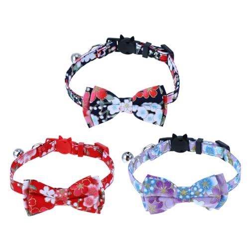 Collares de gato ajustables con cascabel y flores para gatitos 2