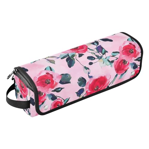 Bolsa de Viaje Red Roses para Herramientas de Cabello con Esterilla Resistente al Calor Doble Capa para Herramientas Calientes como Plancha y Rizadora
