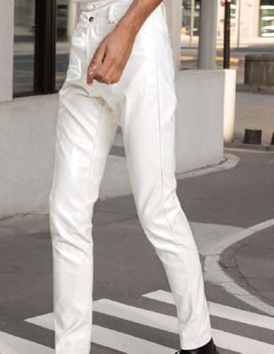 Sorrica Men's Faux Leather Pants Slim Fit Stretch Nightclub Disco Skinny Trousers3