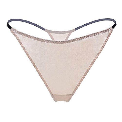 Silriver Womens Silk Spandex G-String Thong Panty, Sexy T-Back Underwear With Soft Satin(X-Large,Moon White) #TOP1