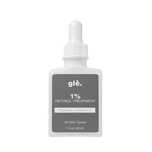 Gle Facial Serum 1% Retinol Treatment Cream with Peptides, Vitamin C, Tetrapeptide-7, Anti-Aging & Wrinkles 1.0 fl oz.