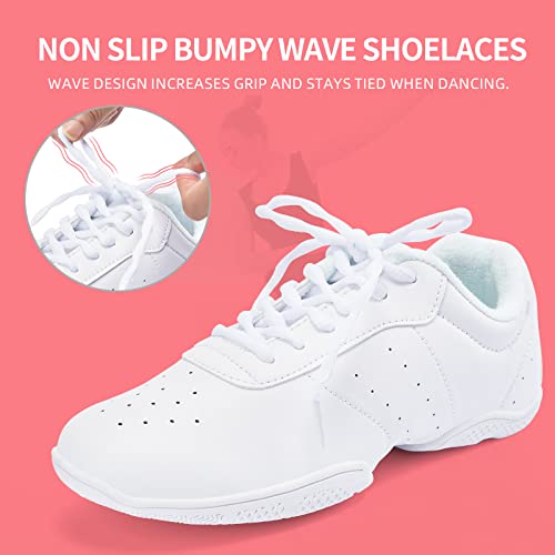 Akk Women Cheer Shoes Youth Girls - White Cheerleading Sneakers Non Slip Comfortable Breathable Training Athletic Dance Cheer Shoes Size 8 #TOP2