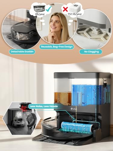 Image of Lefant Robot Vacuum and Mop, 20000Pa Strong Suction, Self-Cleaning Roller Mop with Auto Drying, LiDAR Navigation & Obstacle Avoidance, Tangle-Free Pet Hair, Slim, 800ml Dustbin, 5G WiFi, M210 Pro OMNI