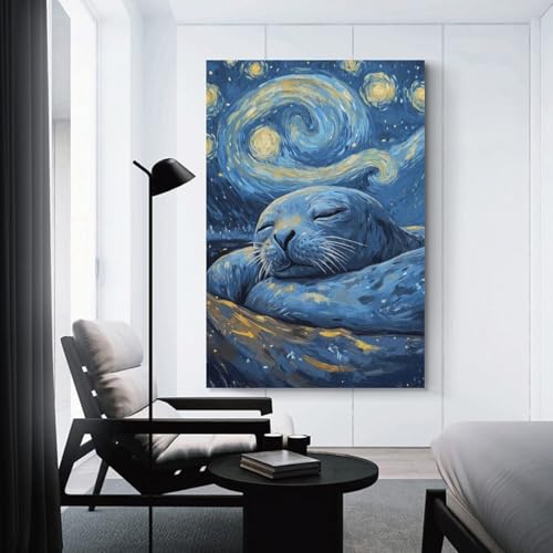Tableau sur toile Starry Night par Sinyumoney - Décoration murale salon 50x75cm