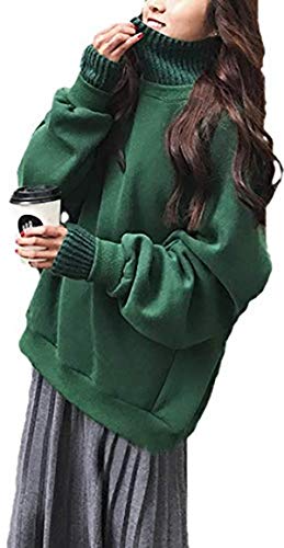 [ Big laugh (ビッグラフ) ] トップス スウェット ニット 長袖 ハイネック シンプル ゆったり トレーナー カットソー Tシャツ ロンＴ カジュアル パーティー ユニフォーム インナー かわいい ジョギング シャツ ロング スタイリッシュ およばれ 部活 ミニタリー かっこいい 重ね着 メジャー 学生 薄手 秋 チェック 柄 レディース (XL, グリーン)