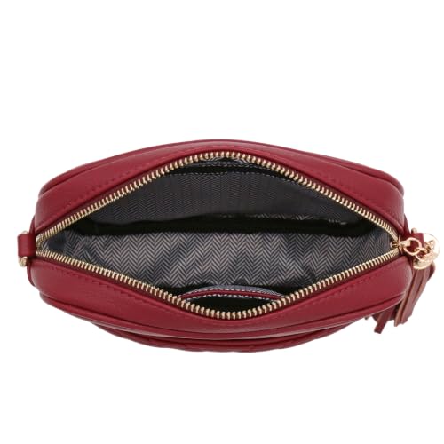 Image of FashionPuzzle Chevron Quilted Crossbody Camera Bag with Chain Strap and Tassel