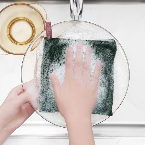 Image of Homaxy 100% Cotton Waffle Weave Kitchen Dish Cloths, Ultra Soft Absorbent Quick Drying Dish Towels, 12 x 12 Inches, 18-Pack, Blackish Green