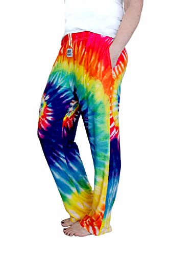 BRIEF INSANITY Tie Dye Lounge Pajama Pants - Comfy Lightweight Pajama Bottoms with Pockets - Ultra Soft Pjs for Men & Women