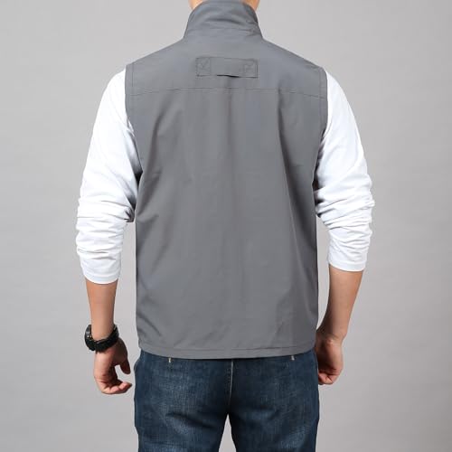 Image of Lightweight Outdoor Vest Jacket for Men, Windbreaker for Golf, Safari, Travel, Fishing, Hiking