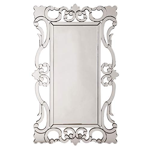Image of Howard Elliott Collection Large Rebecca Rectangular Venetian Wall Hanging Mirror, Antique Accent Design with Mirrored Frame, Wall Mirror for Home, Living Room, Entryway and Bathroom, 47 x 29 Inch