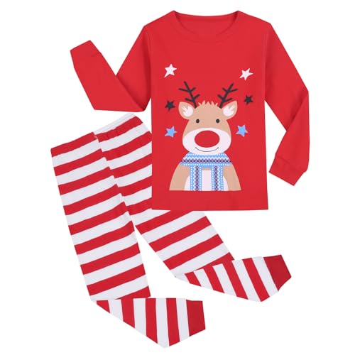 Codkkre Pijamas de Navidad para Niño y Niña de Algodón Ropa de Dormir de Navidad para Niños 2-12 Años, Estilo 5, 10 Años