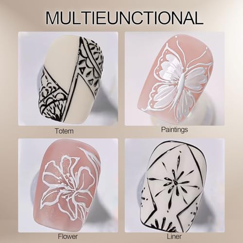 Gel pintura para uñas negro y blanco 2 piezas miniatura 4